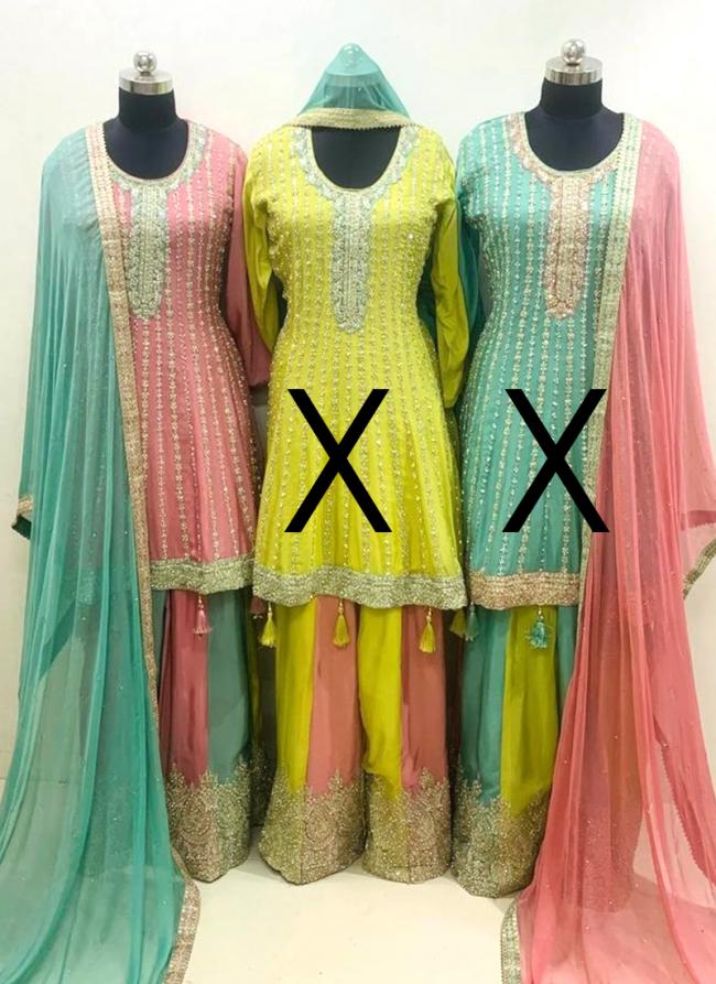 Chiffon Pink Wedding Wear Hand Work Readymade Anarkali Suit